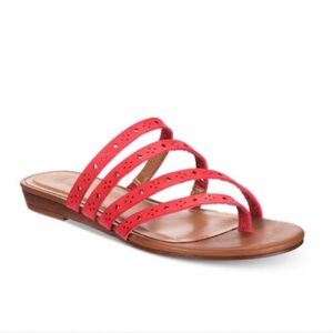 Style & Co Barrees Flat Sandals Strappy Slides Red Size 5.5
